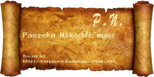 Paszeka Nikodémusz névjegykártya